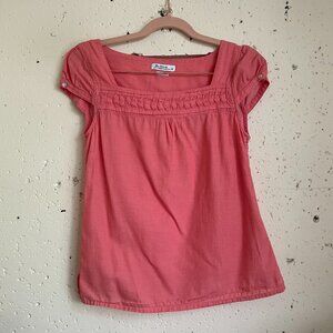 Ben Sherman | Coral Embroidered Logo Cap Sleeve Blouse XS